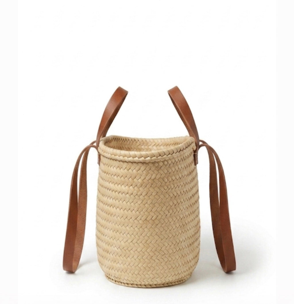 Panier en fibre naturelle taille L — décoration artisanale marocaine, fait main au Maroc