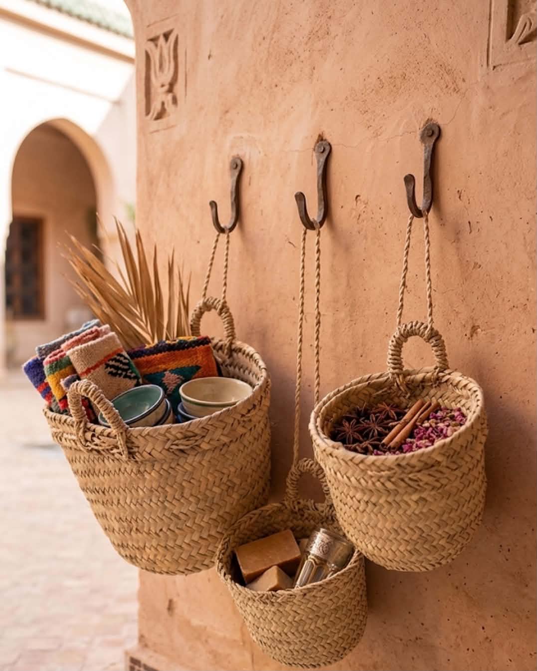 Lot de 3 paniers tressés en fibre naturelle — artisanat marocain fait main