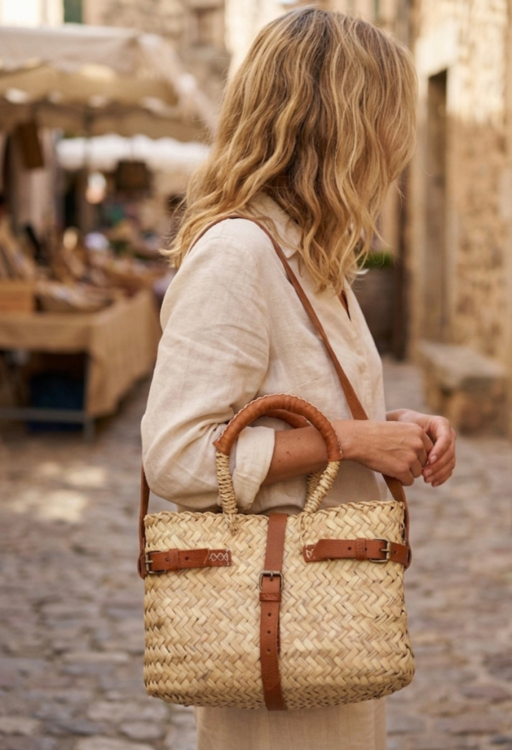Sac à main artisanal marocain Selma — cuir naturel, pièce unique, fait main au Maroc