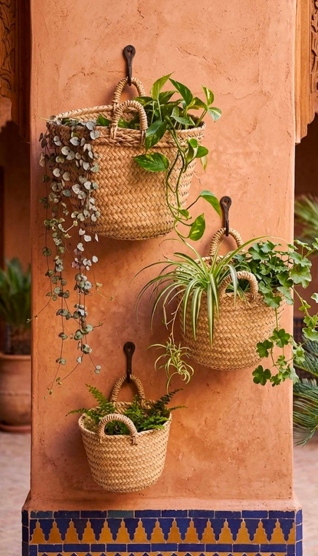 Lot de 3 paniers tressés en fibre naturelle — artisanat marocain fait main