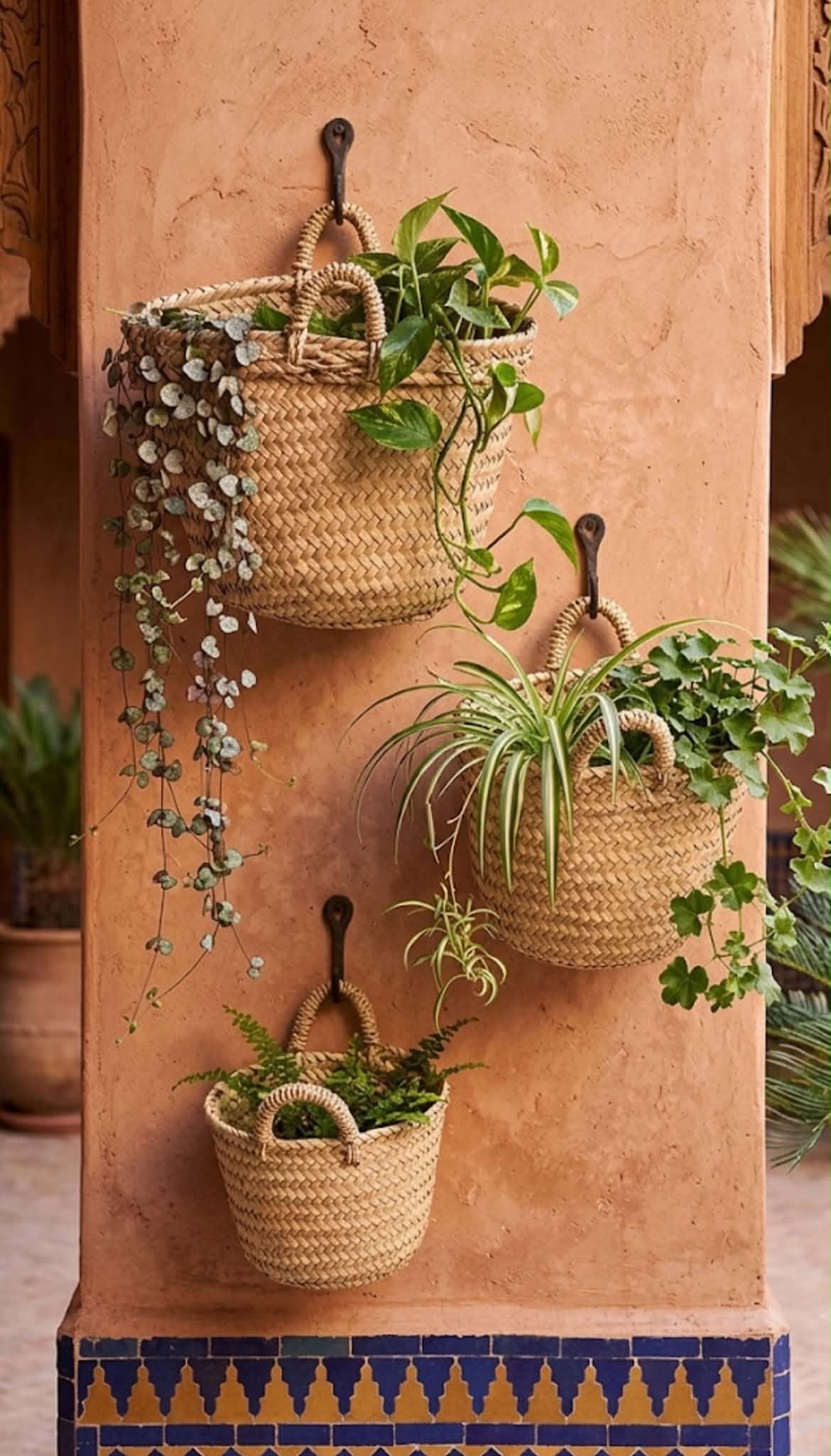 Lot de 3 paniers tressés en fibre naturelle — artisanat marocain fait main