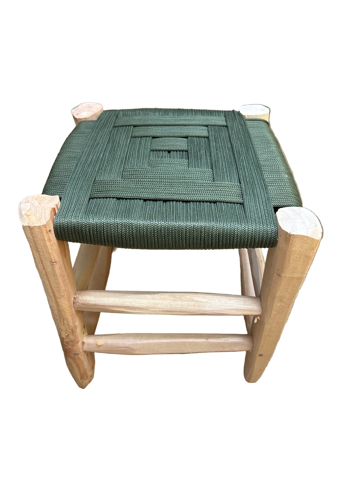 Tabouret en bois d'eucalyptus et cordes de nylon — mobilier artisanal marocain fait main