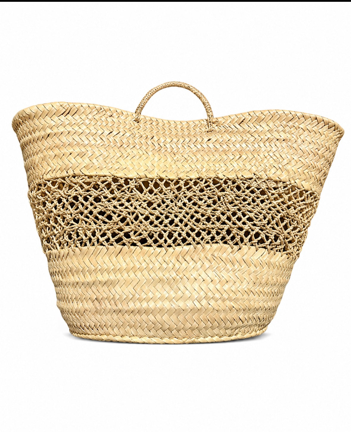 Panier ajouré en fibres naturelles taille L — décoration artisanale marocaine, fait main au Maroc