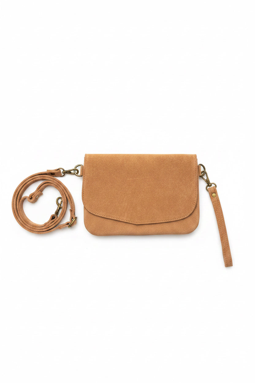 Sac à main en cuir Lola — coloris camel, artisanat marocain, fait main au Maroc