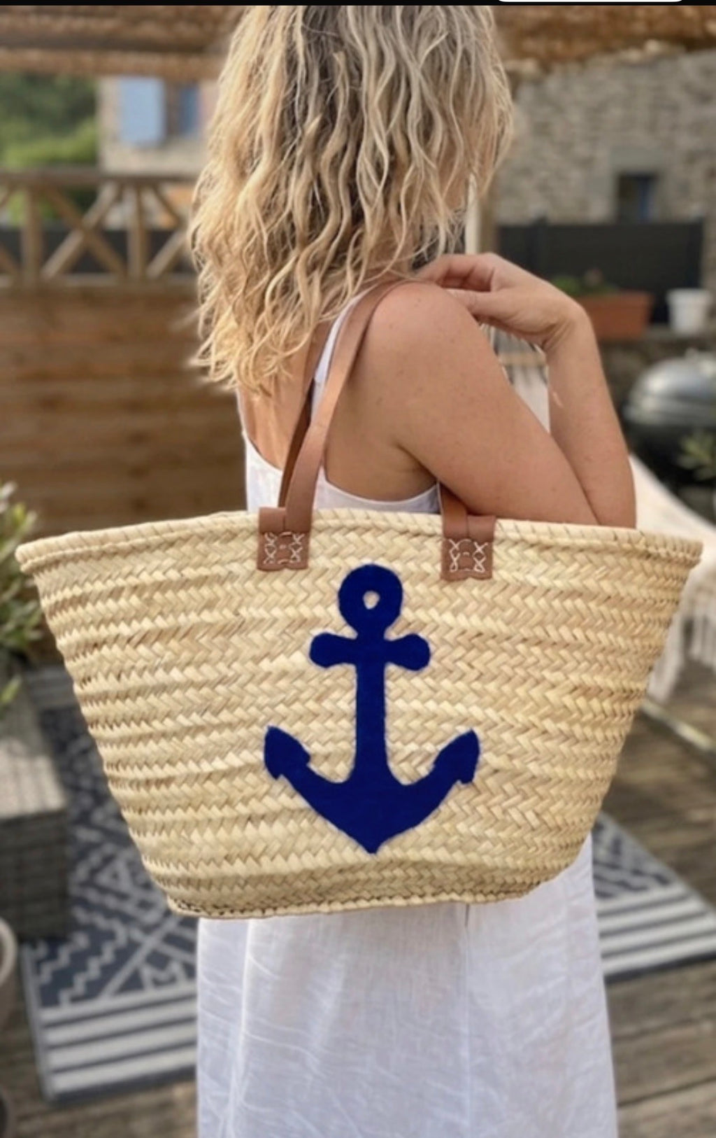 Panier en fibre naturelle taille L — décoration artisanale marocaine, fait main au Maroc
