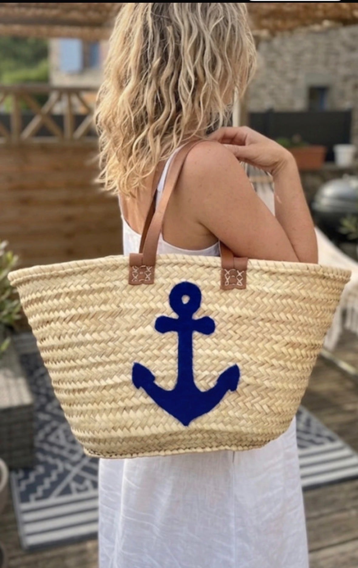 Panier en fibre naturelle taille L — décoration artisanale marocaine, fait main au Maroc