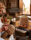Bonnet tricoté artisanal en laine orange et marron — fait main au Maroc