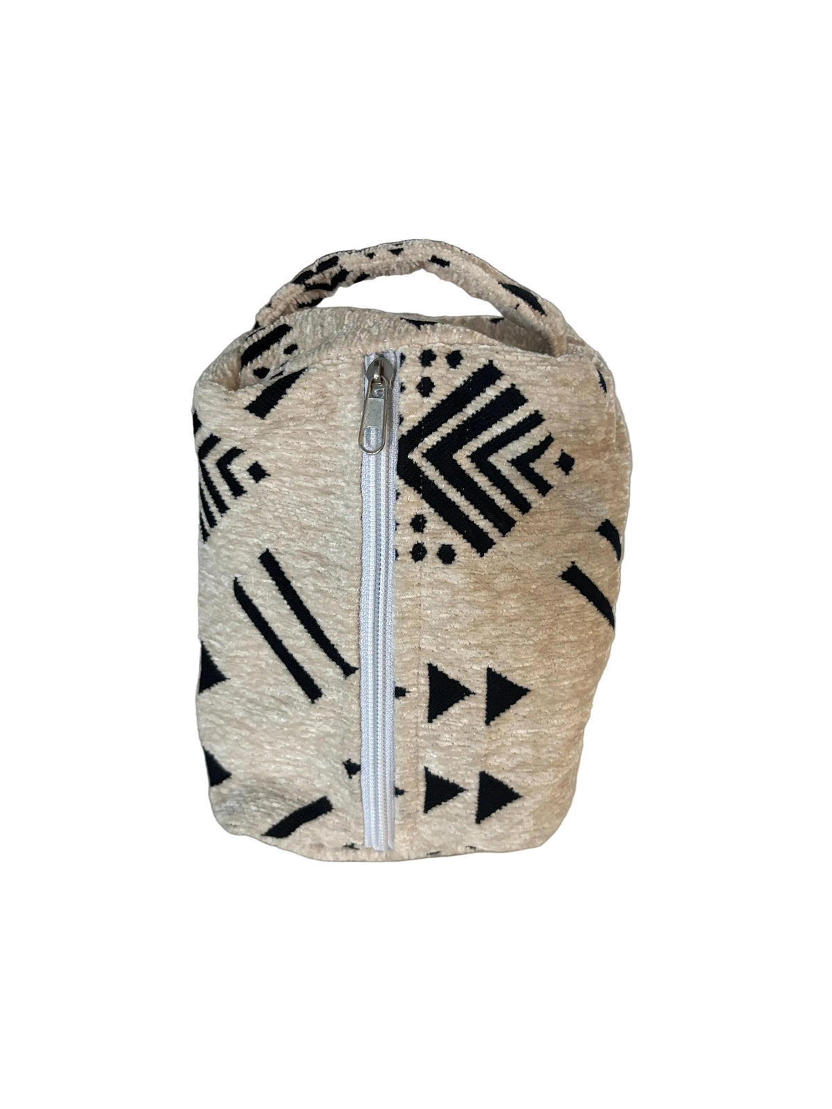 Trousse Velours Crème & Noir — Motifs Berbères