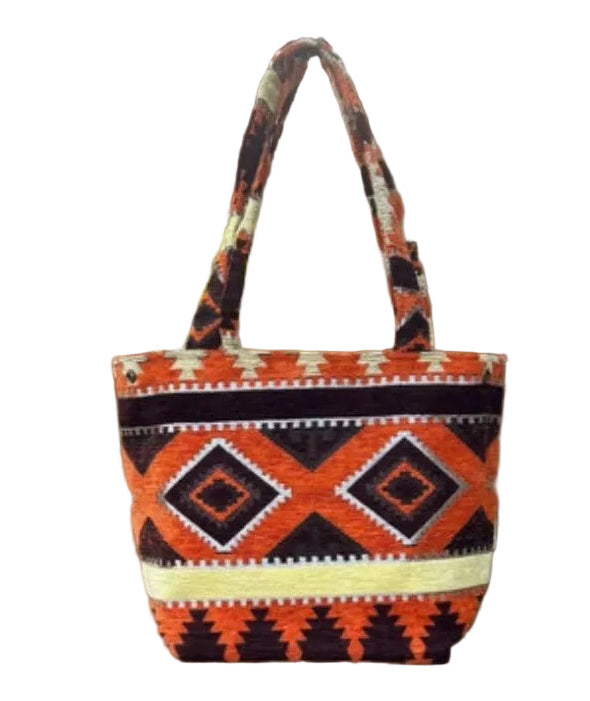Sac shopping en velours et doublure coton taille L — artisanat marocain fait main