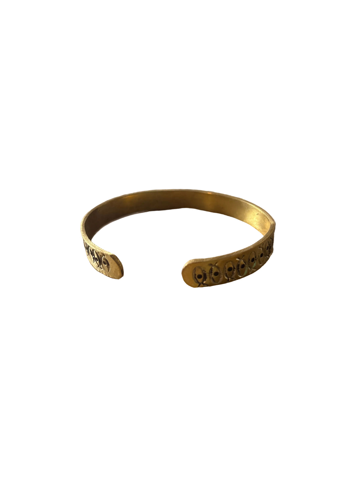 Bracelet manchette en laiton doré décor