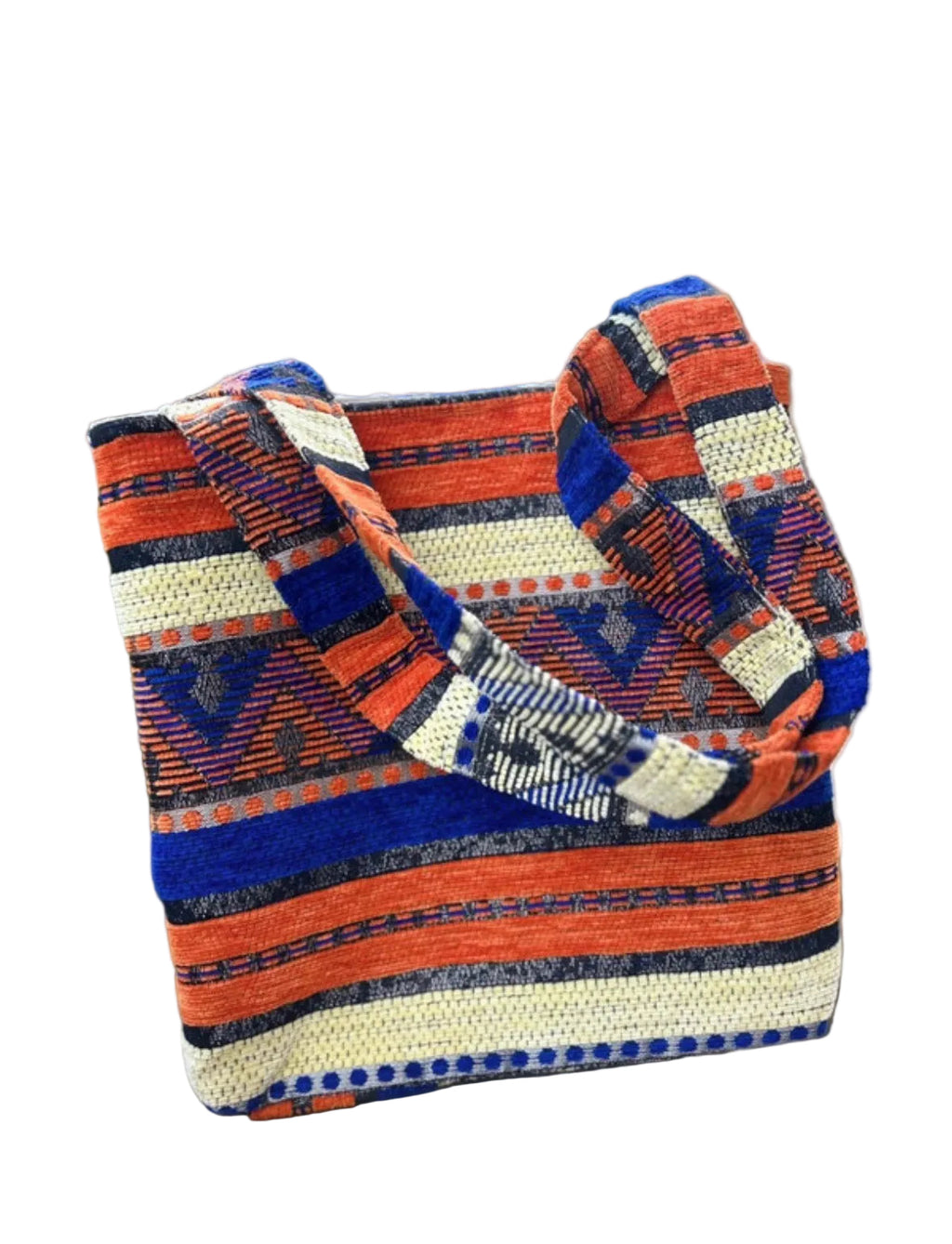 Sac shopping en velours et doublure coton taille L — artisanat marocain fait main