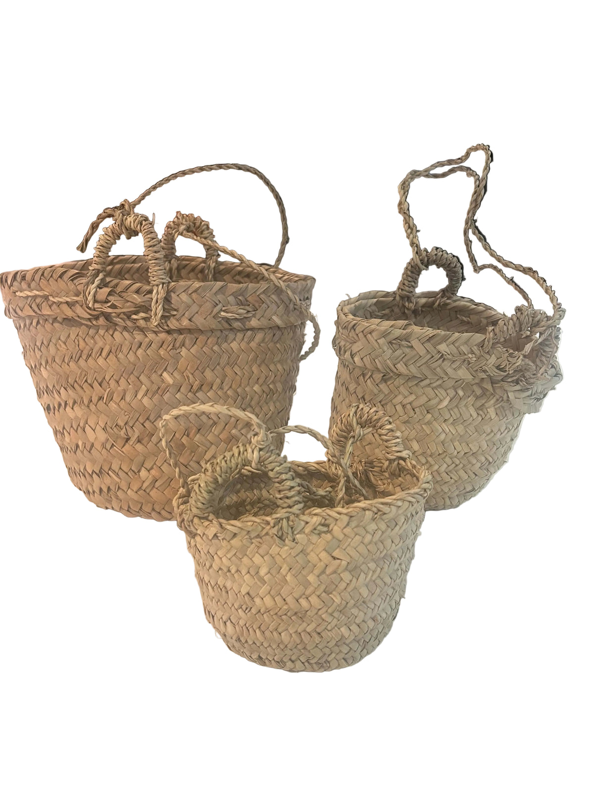 Lot de 3 paniers tressés en fibre naturelle — artisanat marocain fait main