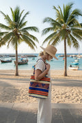 Sac shopping en velours et doublure coton taille L — artisanat marocain fait main