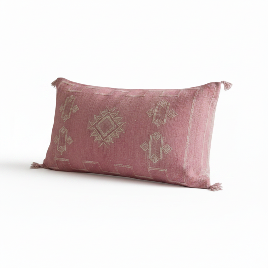 Housse de coussin Sabra pièce unique — soie de cactus artisanat marocain fait main