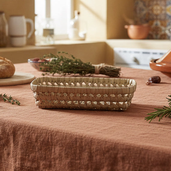 Petit panier en fibres naturelles — décoration artisanale marocaine, fait main au Maroc