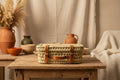 Valisette artisanale en fibre naturelle et cuir — fait main au Maroc