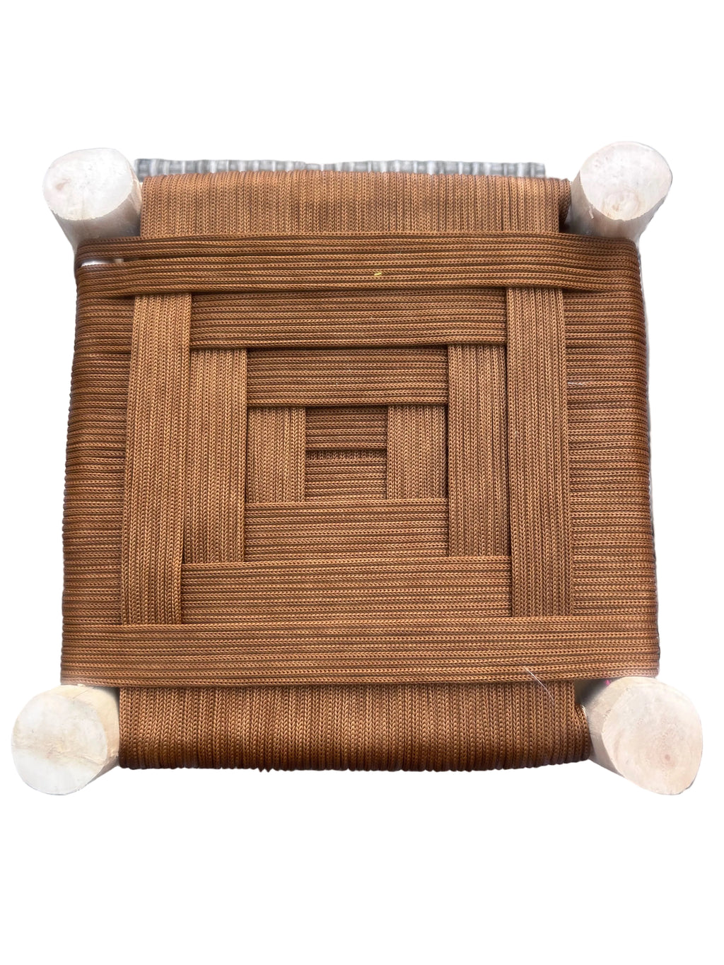 Tabouret en bois d'eucalyptus et cordes de nylon — mobilier artisanal marocain fait main