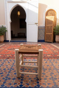 Tabouret en bois d'eucalyptus et cordes de nylon — mobilier artisanal marocain fait main