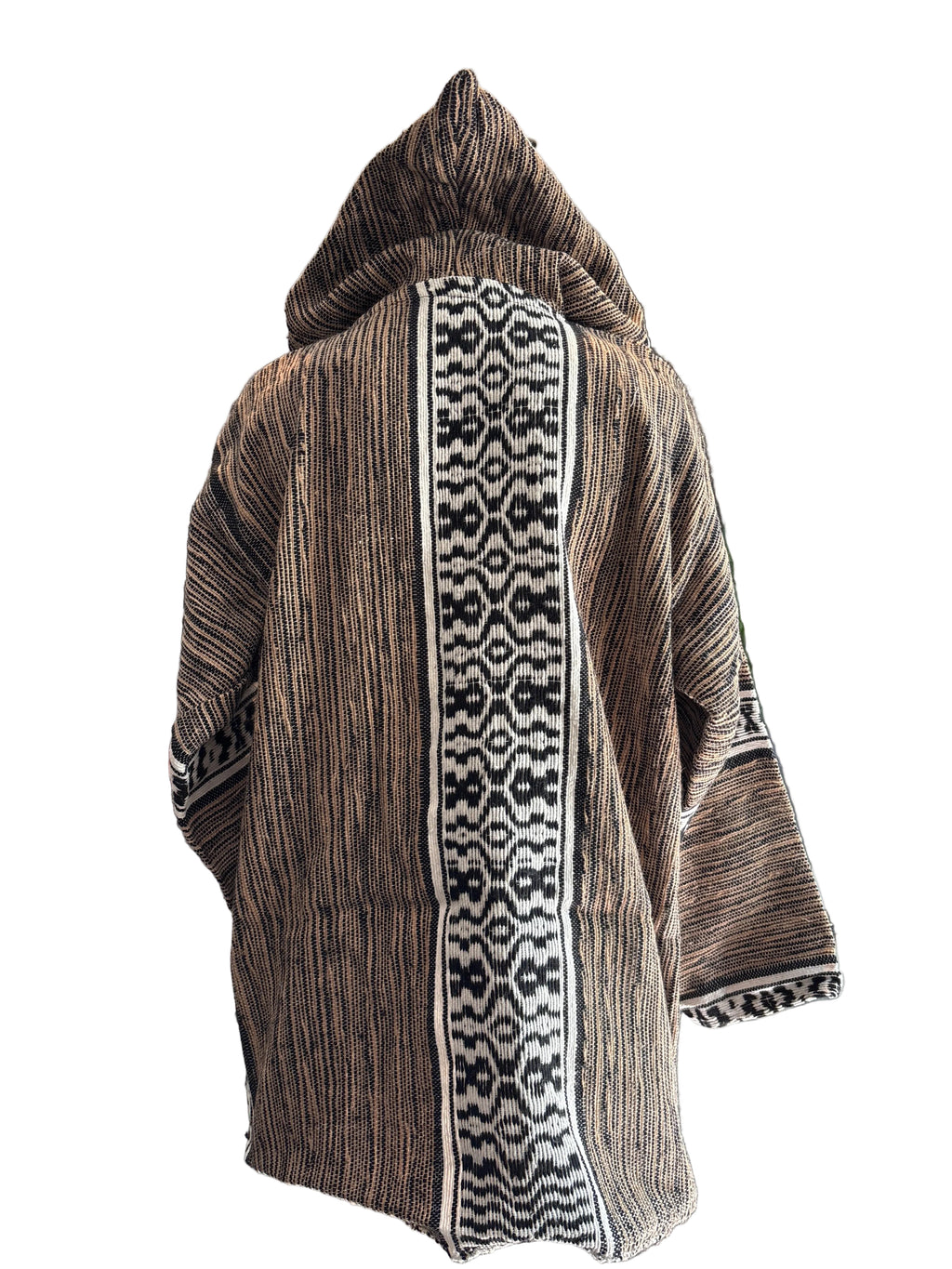 Veste berbère à capuche en laine tissée marron — tissage artisanal marocain