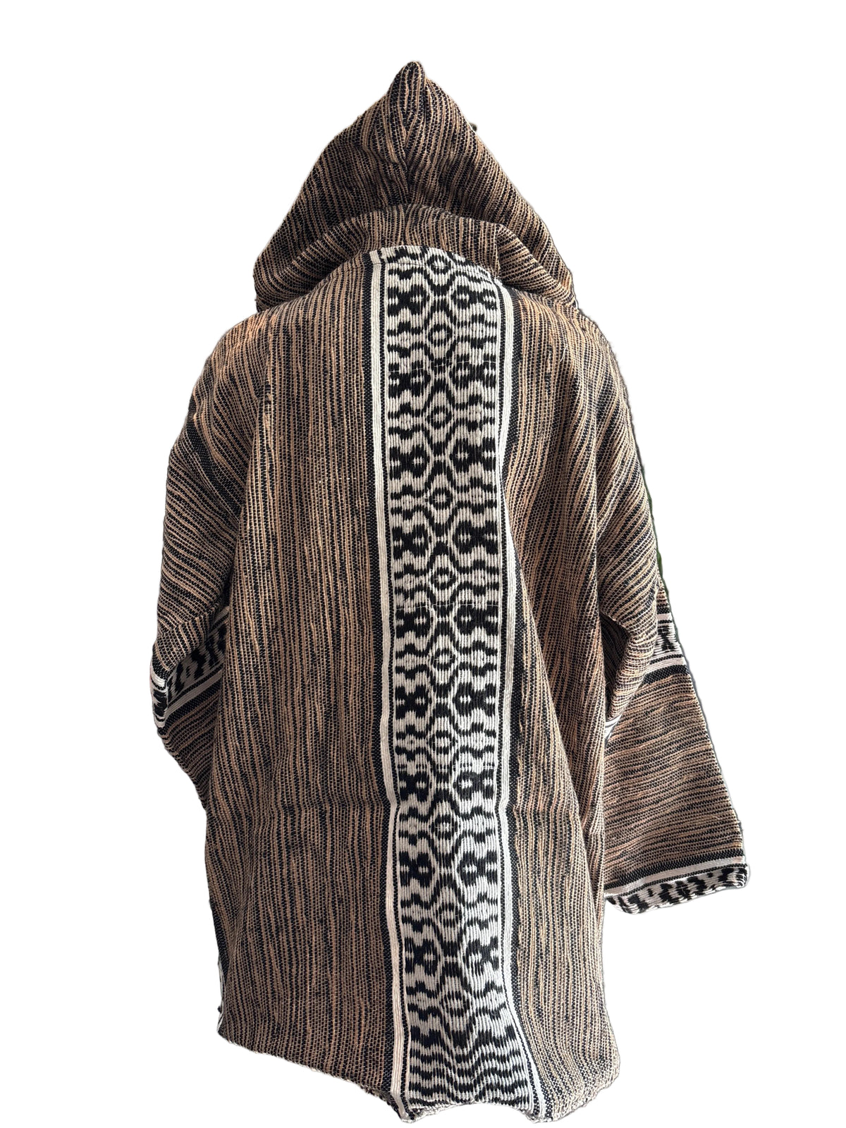 Veste berbère à capuche en laine tissée marron — tissage artisanal marocain
