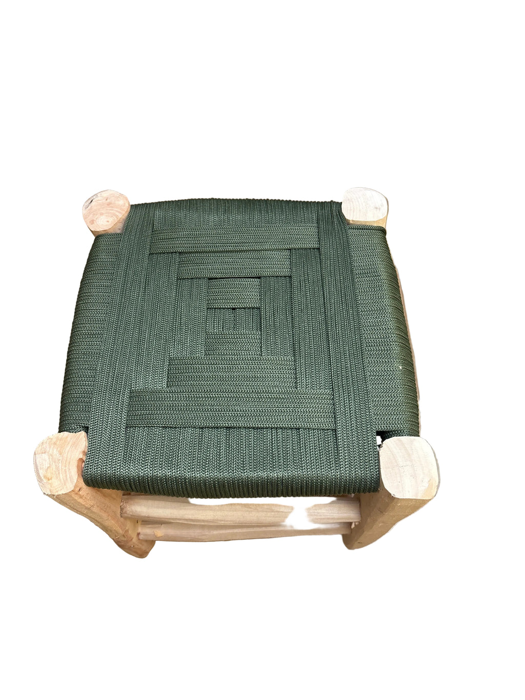 Tabouret en bois d'eucalyptus et cordes de nylon — mobilier artisanal marocain fait main