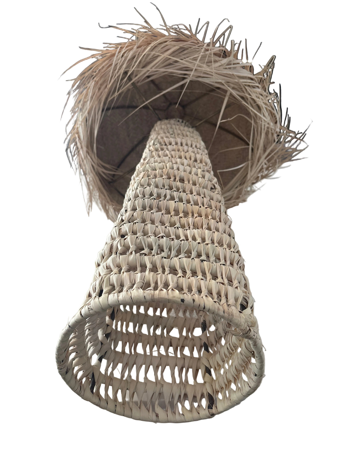 Lampe à poser tressée en fibres naturelles H 85 cm — artisanat marocain fait main