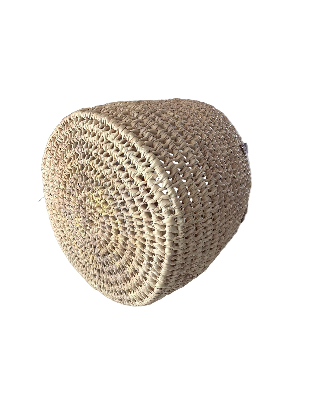 Panier tressé en feuille de palmier et anses cuir — fait main au Maroc