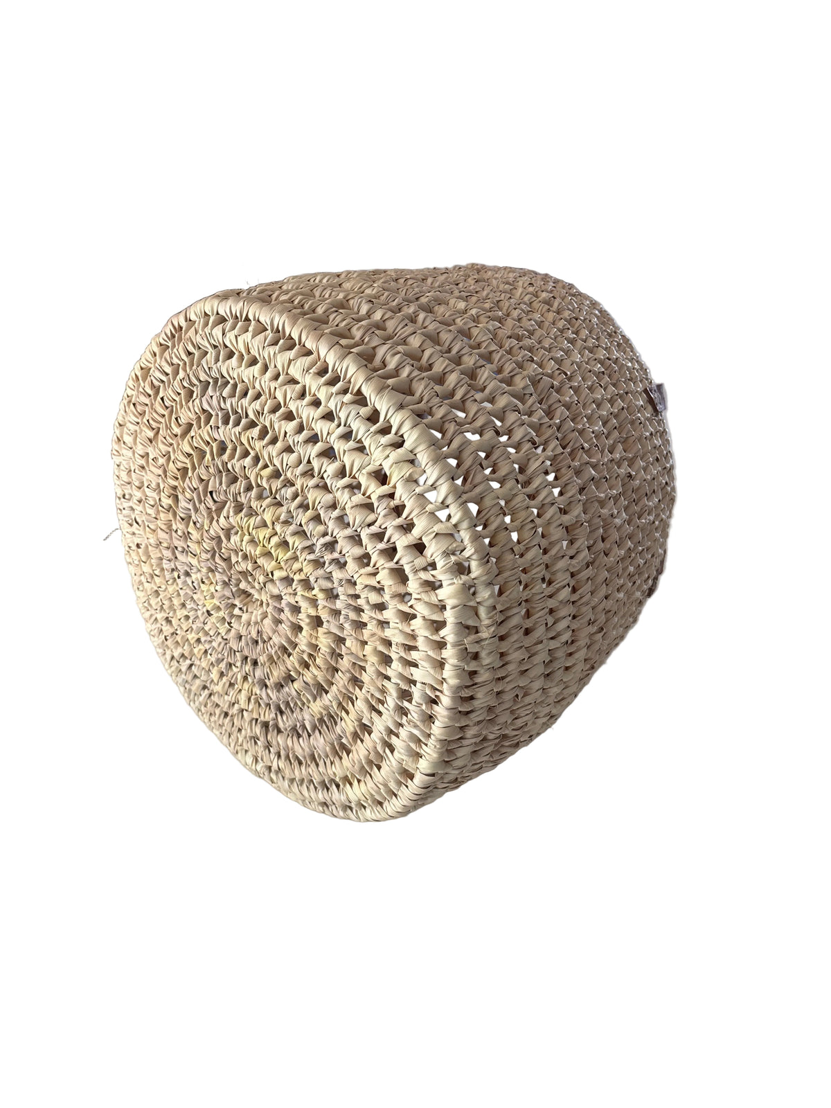 Panier tressé en feuille de palmier et anses cuir — fait main au Maroc