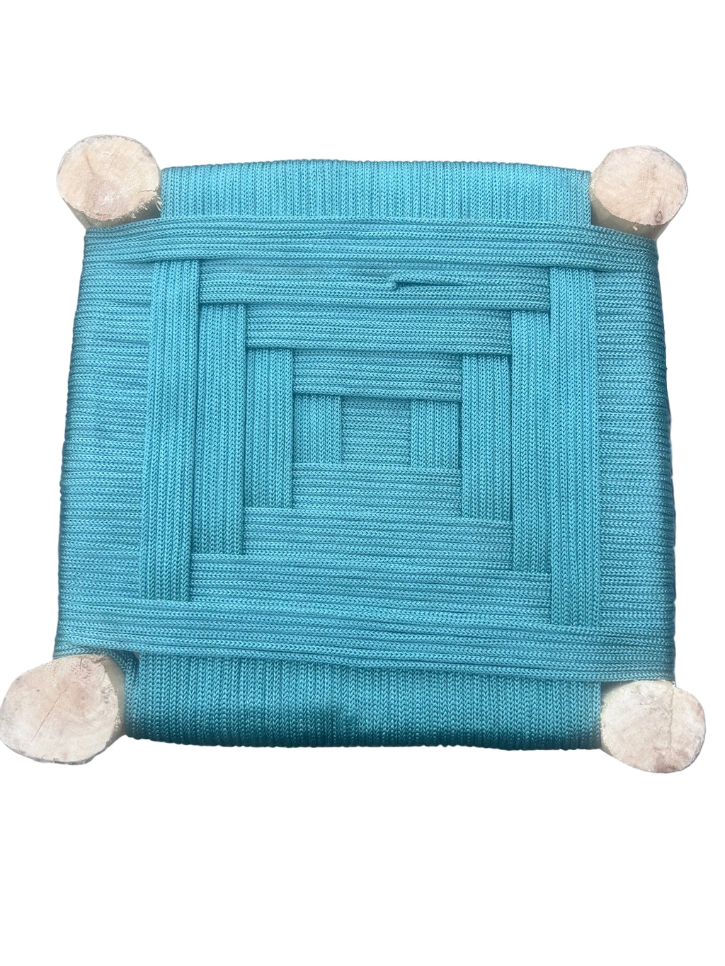 Tabouret en bois d'eucalyptus et cordes de nylon — mobilier artisanal marocain fait main