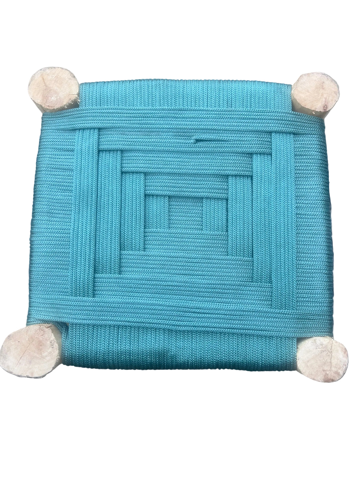 Tabouret en bois d'eucalyptus et cordes de nylon — mobilier artisanal marocain fait main