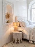 Lampe à poser en raphia naturel — artisanat marocain fait main