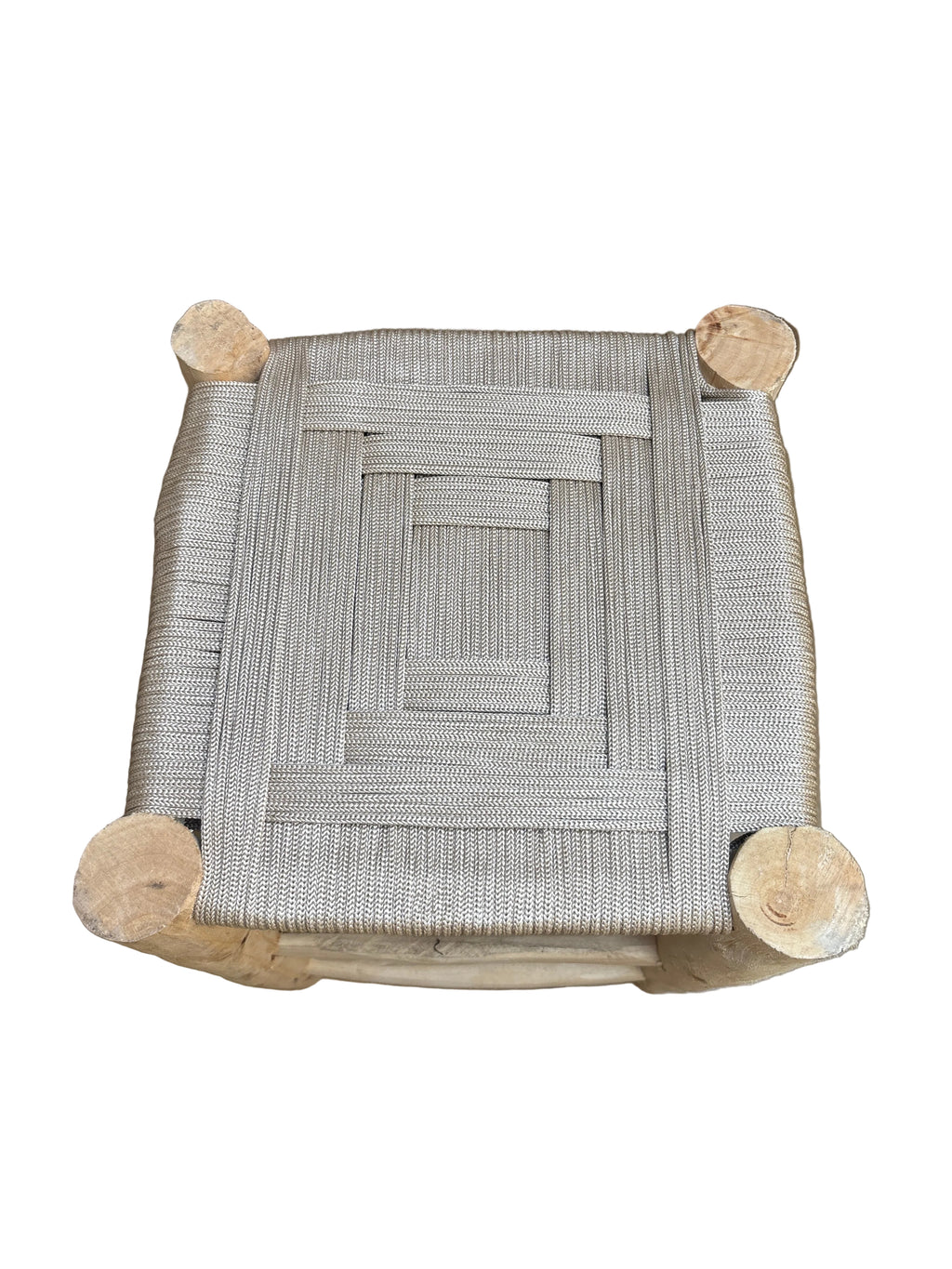 Tabouret en bois d'eucalyptus et cordes de nylon — mobilier artisanal marocain fait main