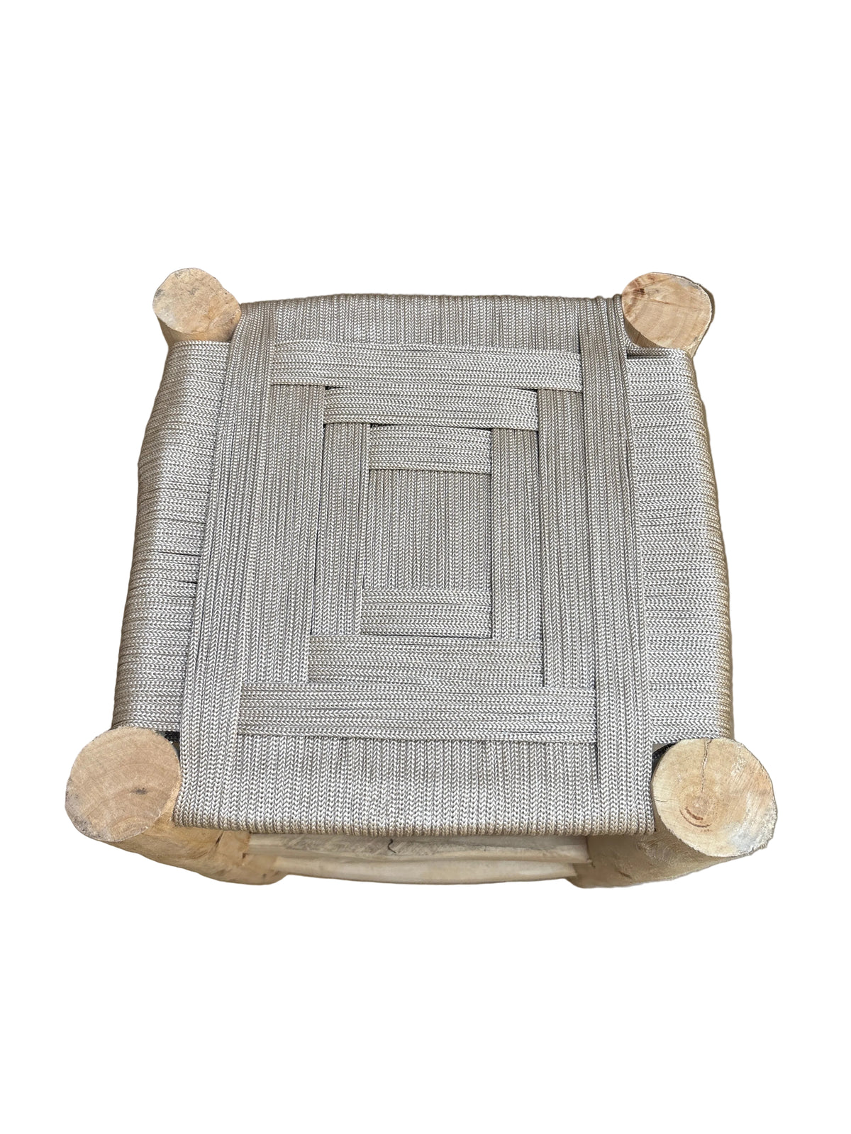 Tabouret en bois d'eucalyptus et cordes de nylon — mobilier artisanal marocain fait main