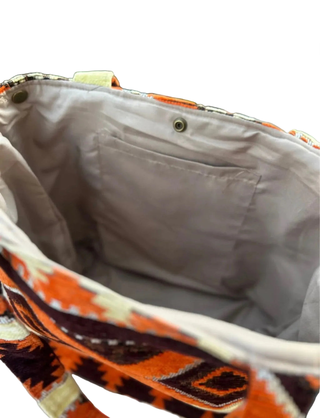 Sac shopping en velours et doublure coton taille L — artisanat marocain fait main