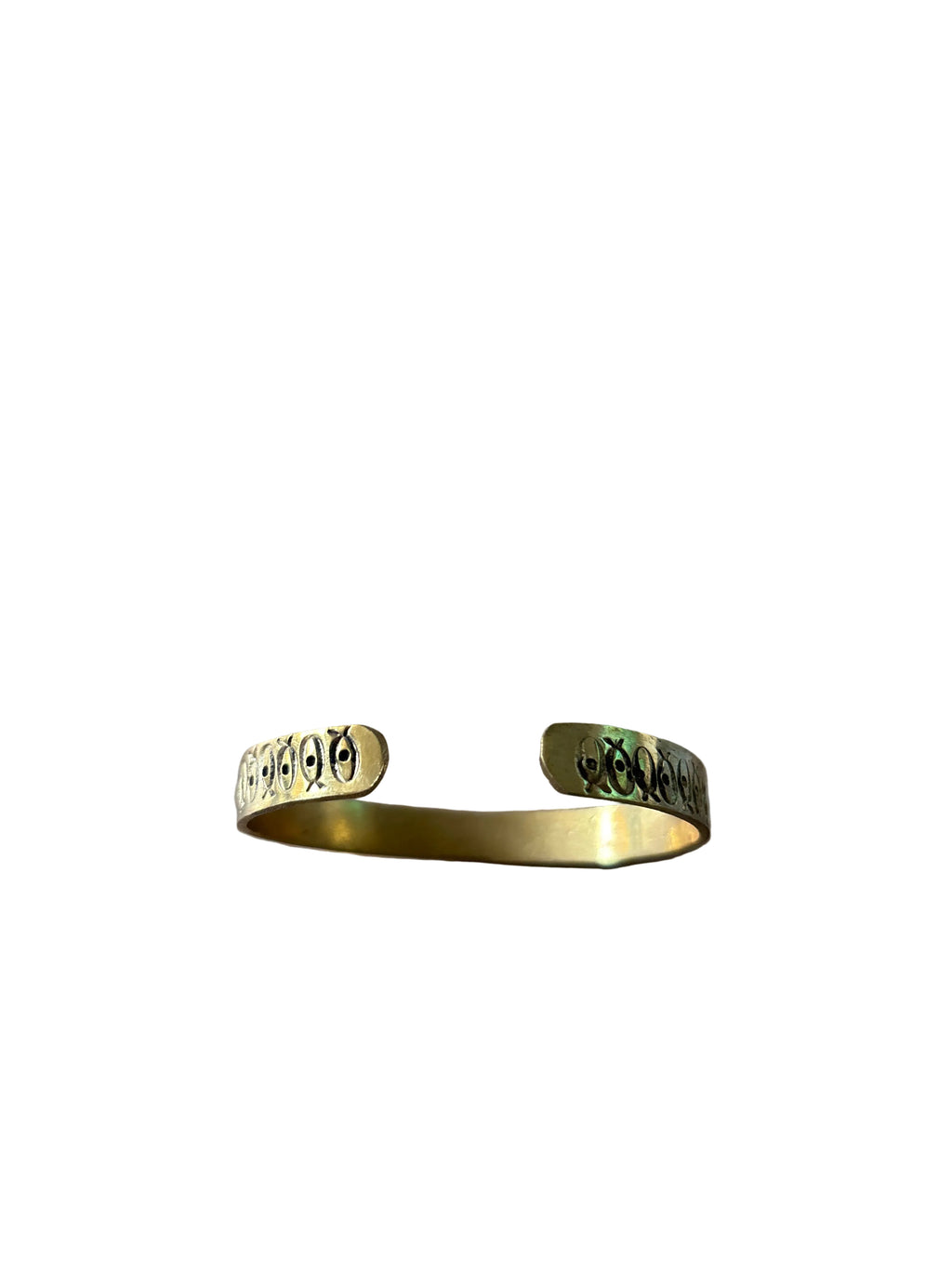 Bracelet manchette en laiton doré décor