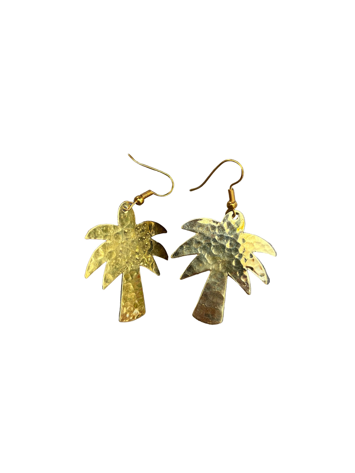 Boucles d'oreilles palmier en laiton martelé — artisanat marocain fait main