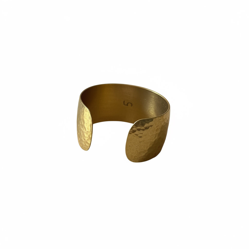 Bracelet Manchette en Laiton Martelé Doré