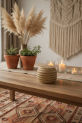 Petit panier de rangement avec couvercle en fibre naturelle — artisanat marocain fait main