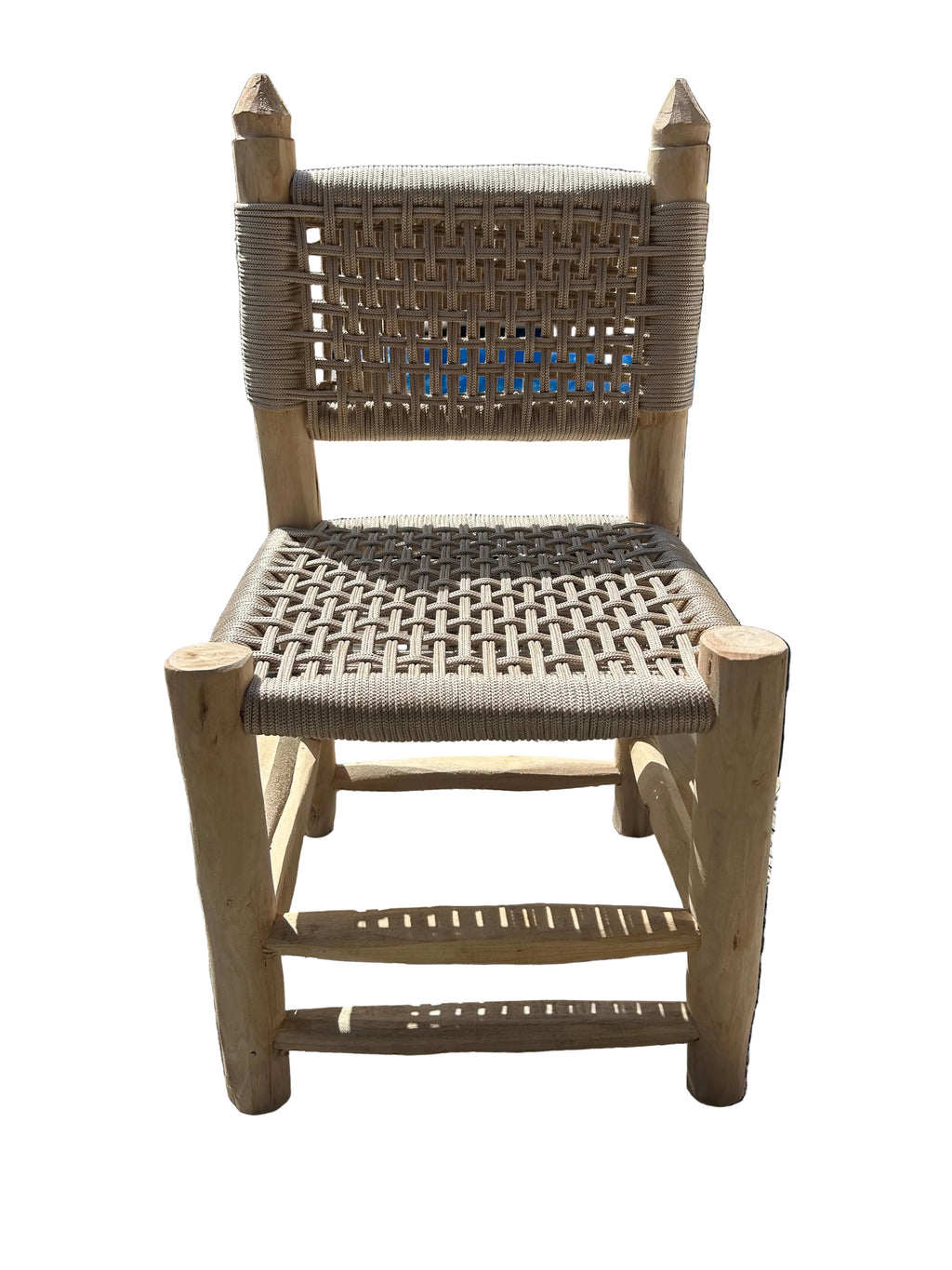 Chaise en bois d'eucalyptus et cordes de nylon — mobilier artisanal marocain fait main