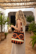 Sac shopping en velours et doublure coton taille L — artisanat marocain fait main