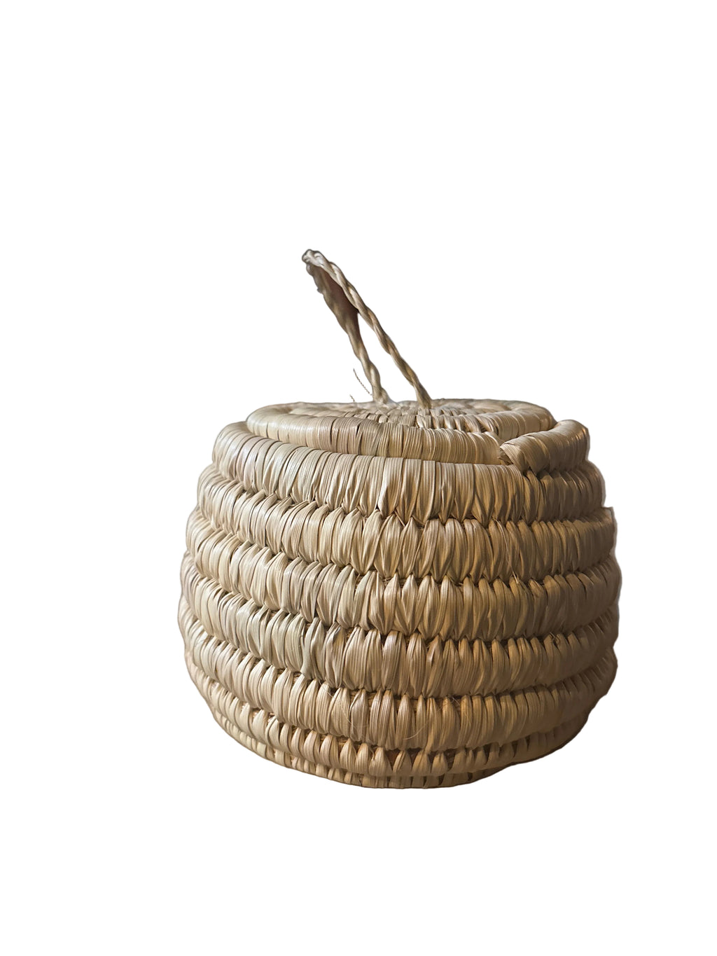 Petit panier de rangement avec couvercle en fibre naturelle — artisanat marocain fait main