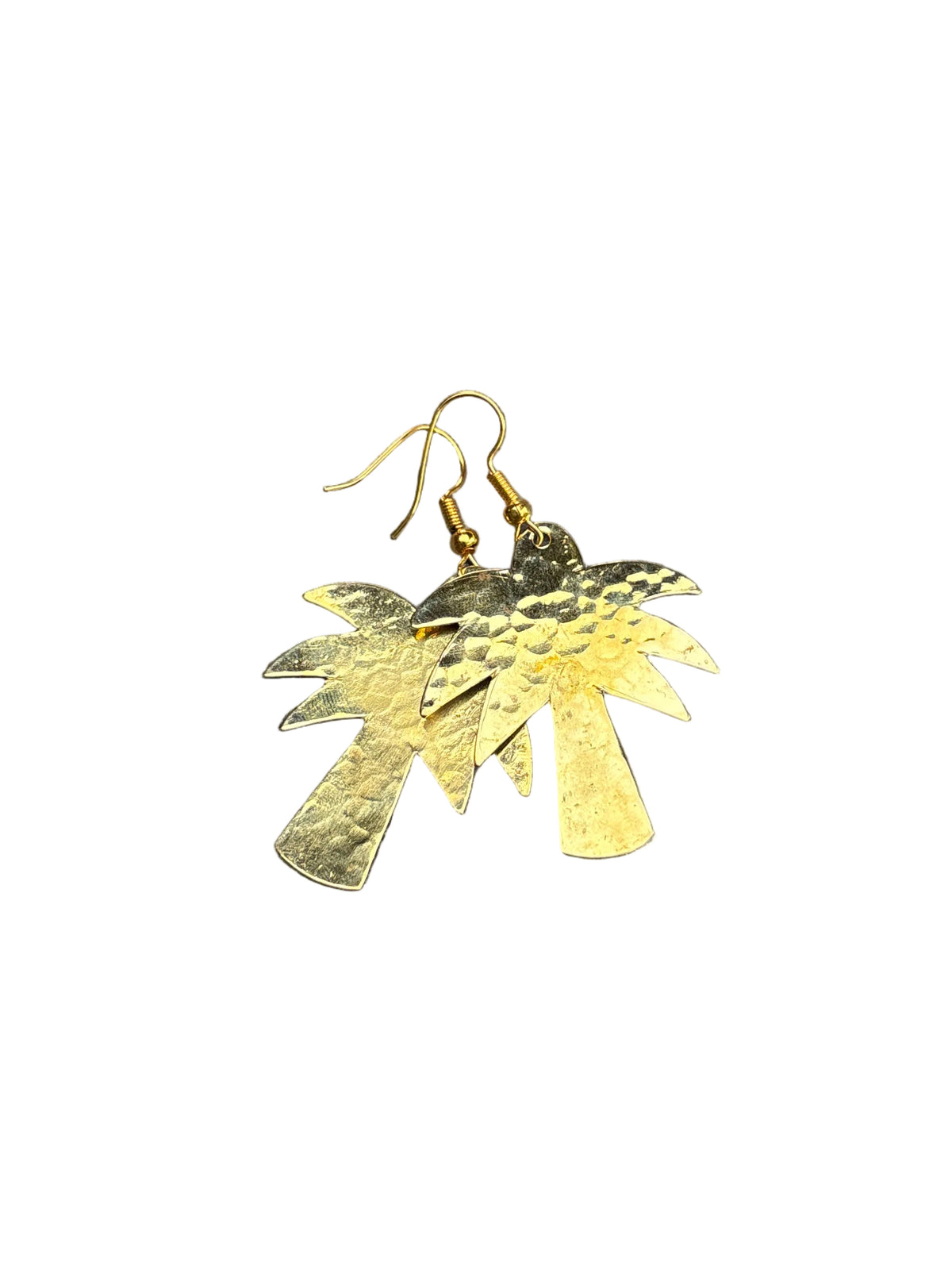 Boucles d'oreilles palmier en laiton martelé — artisanat marocain fait main