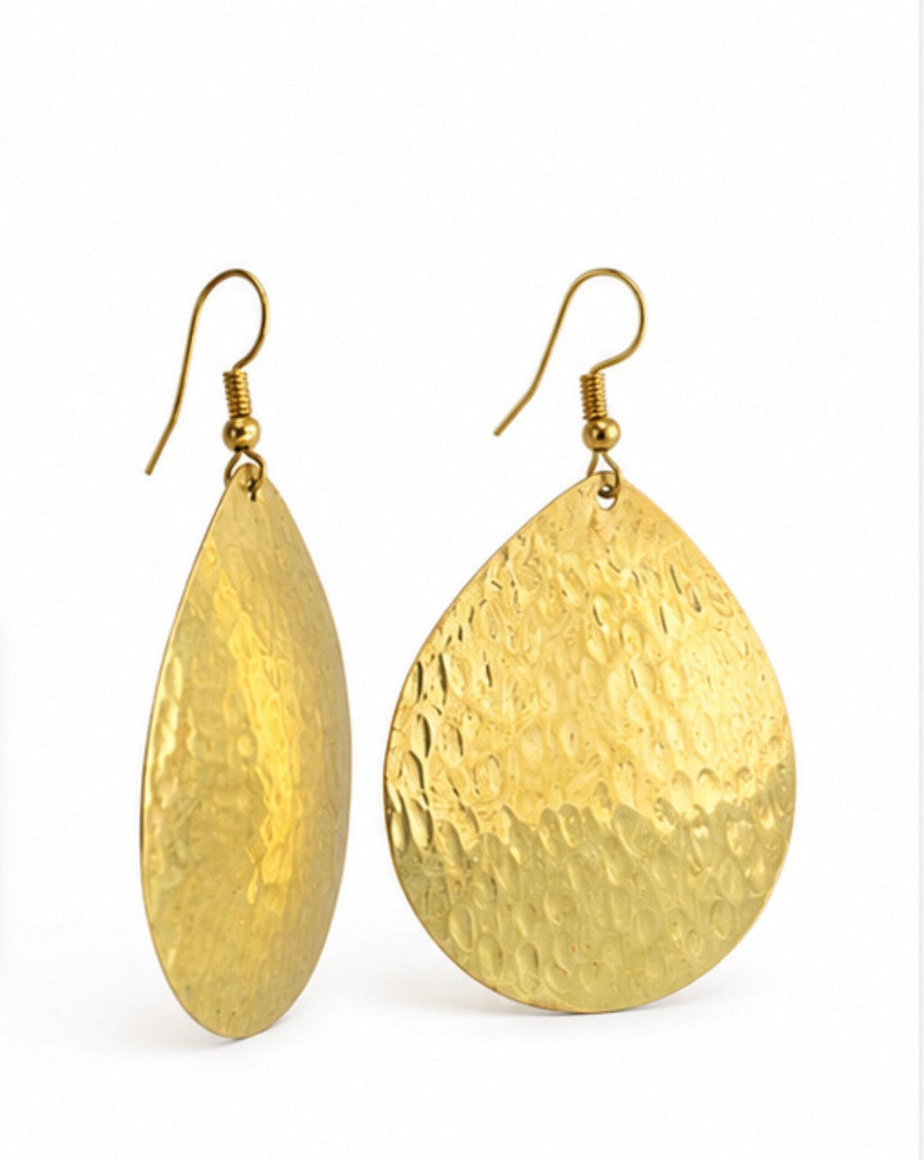 Boucles d'oreilles goutte dorée martelée