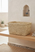 Grand panier de rangement tressé en fibre naturelle — fait main au Maroc