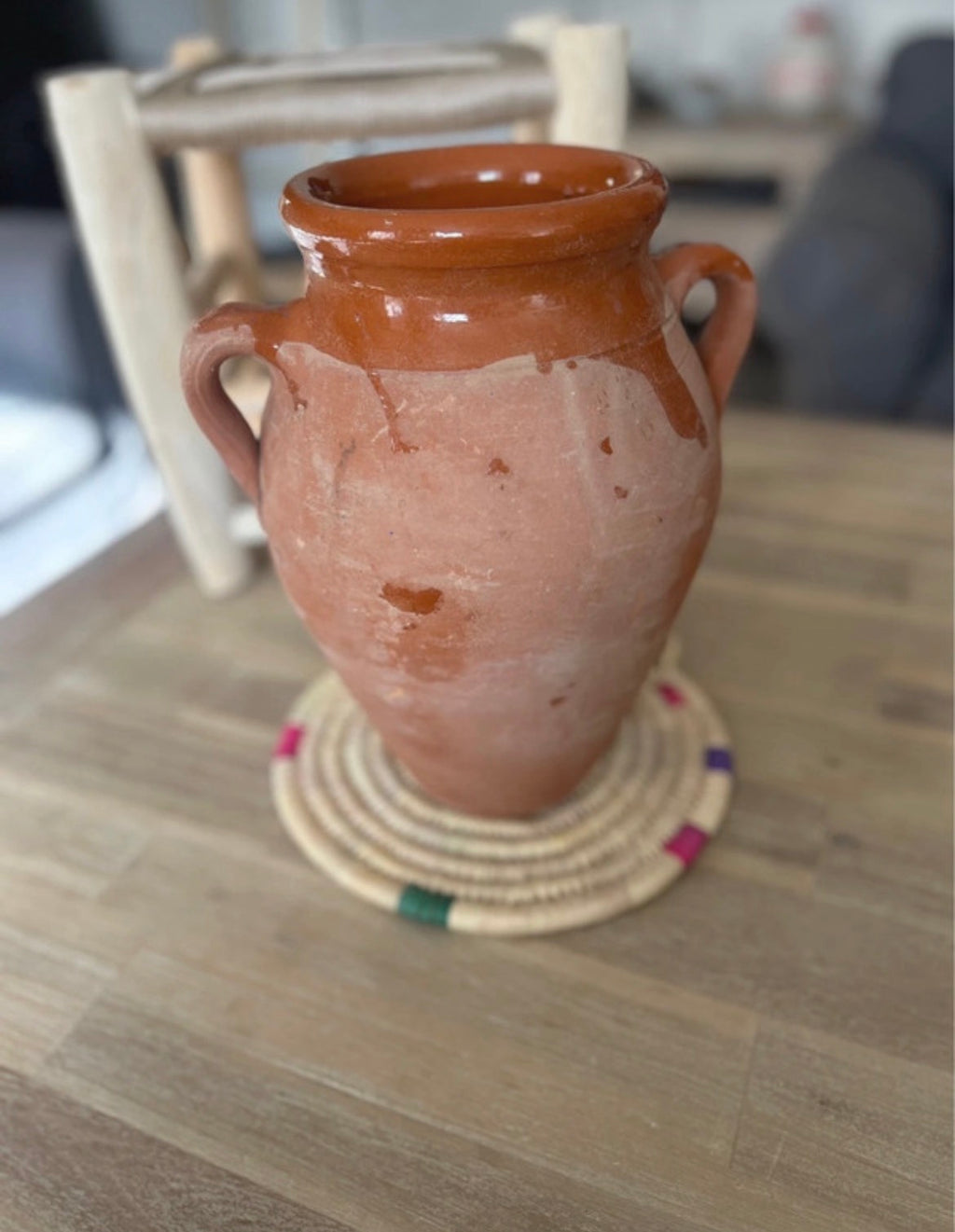 Tangia marocaine en terre cuite fait main – poterie traditionnelle 2L artisanat marocain