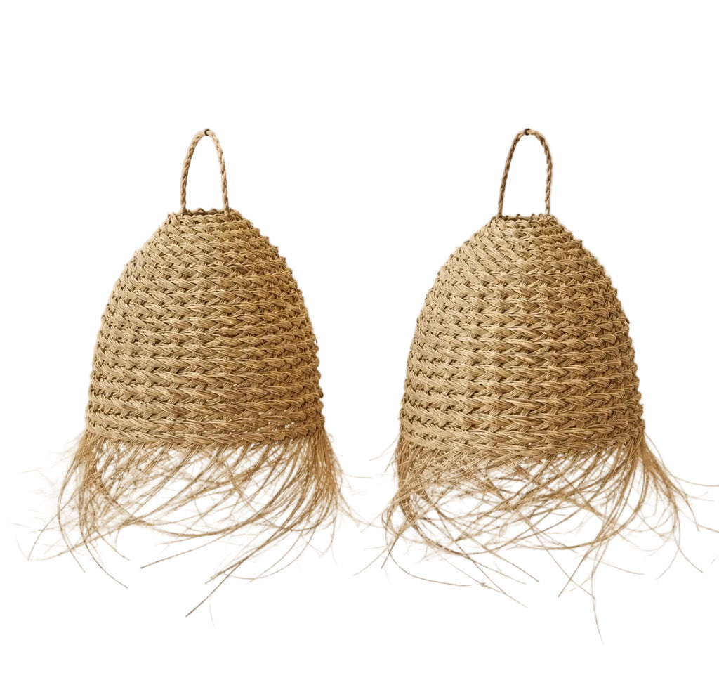 Suspension nid d'abeilles en fibre naturelle — luminaire artisanal marocain, fait main au Maroc