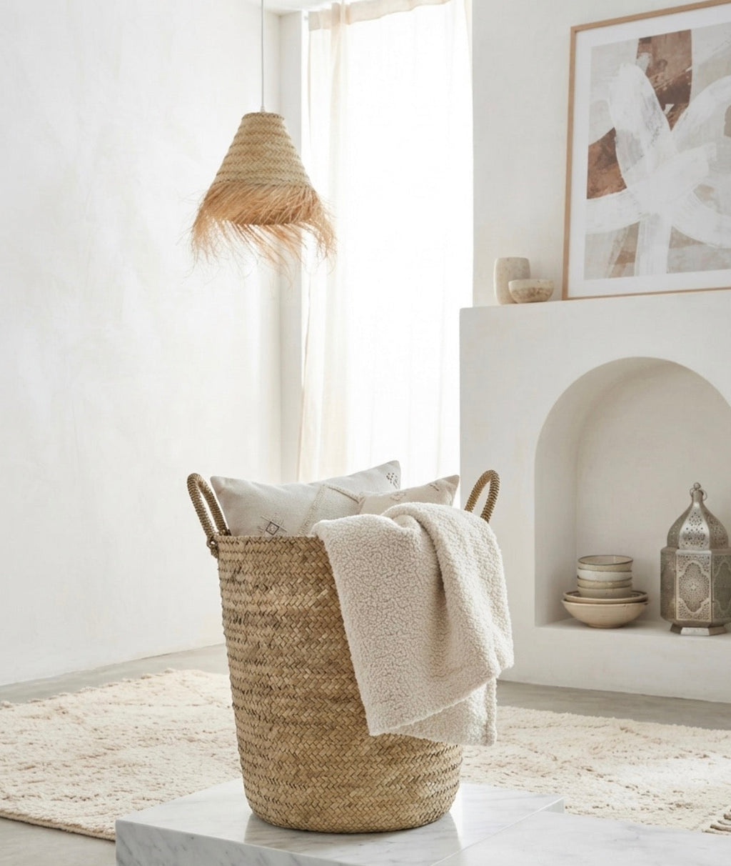 Grand Panier Tressé en Fibre Naturelle – Anses Rondes :