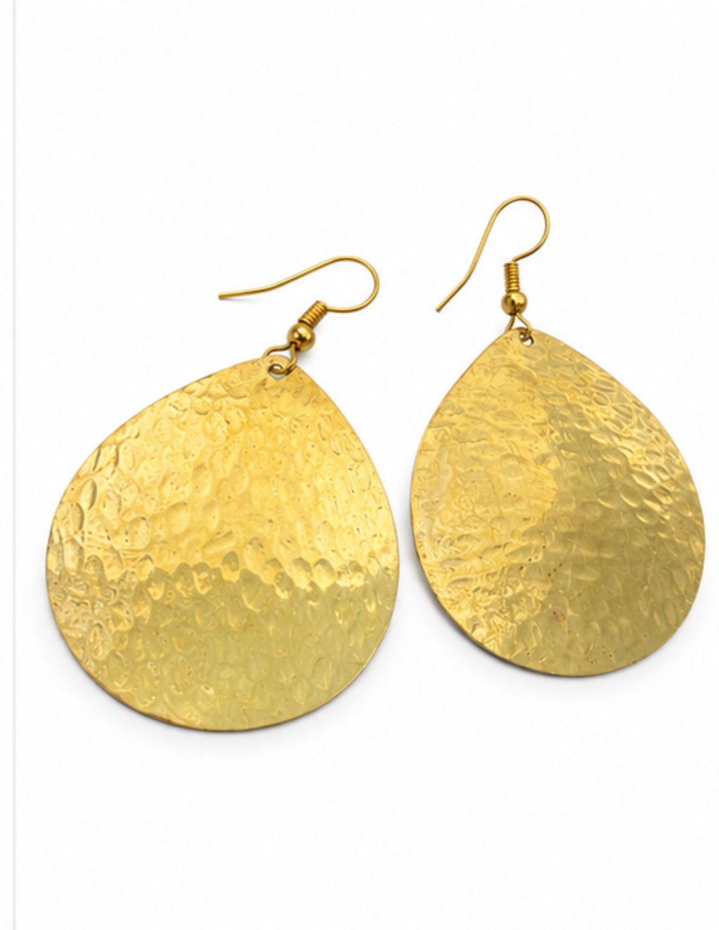 Boucles d'oreilles goutte dorée martelée