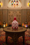 Pot berbère tressé rouge et blanc — décoration artisanale marocaine, fait main au Maroc