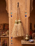 Lot de 2 pompons en raphia fil doré — décoration artisanale marocaine fait main